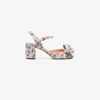 ROCHAS ROCHAS PINK FLORAL BOW 70 SUEDE SANDALS,RO3002512506495