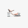 ROCHAS ROCHAS SILVER BOW 70 LEATHER SANDALS,RO3008412506568
