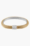 John Hardy Classic Chain 18k Gold And Sterling Silver Small Reversible Bracelet With Pave Diamonds In Gold/ Silver/ Diamond