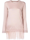 RED VALENTINO TUTU DETAIL FINE KNIT SWEATER,PR3KC04K1W712614053