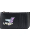 SAINT LAURENT SAINT LAURENT FRAGMENTS ECLAIR STUDDED CARDHOLDER - BLACK,458593BXRE612610114