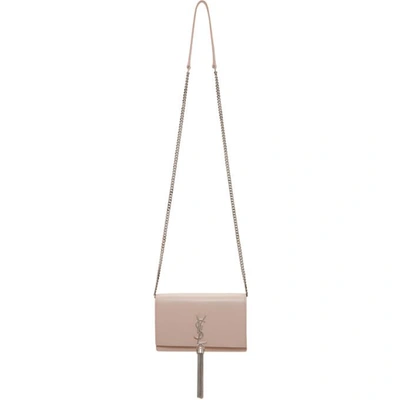 Saint Laurent Pink Croc Kate Tassel Chain Wallet Bag In 6951 Marble