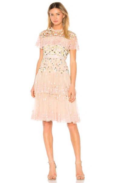 Needle & Thread Anglais Tiered Embellished Tulle Mini Dress In Petal Pink