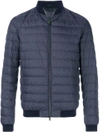 Herno Quilted Bomber Jacket In Blue