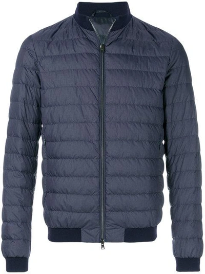 Herno Quilted Bomber Jacket In Blue