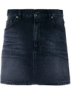 SAINT LAURENT faded denim mini skirt,500405YB80512609909