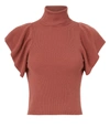 A.L.C Jae Ruffle Knit Red Top,7SWTP00094JAEONL