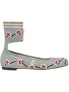 FENDI FLORAL EMBROIDERED BALLERINAS,8F6512A15I12507368