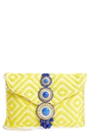 STEVE MADDEN BEADED & EMBROIDERED CLUTCH - YELLOW,BZADA