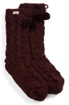 Ugg Pom Pom Fleece Slipper Socks In Port