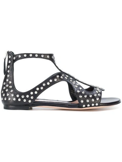 Alexander Mcqueen Studded Leather Flat Sandals In Black