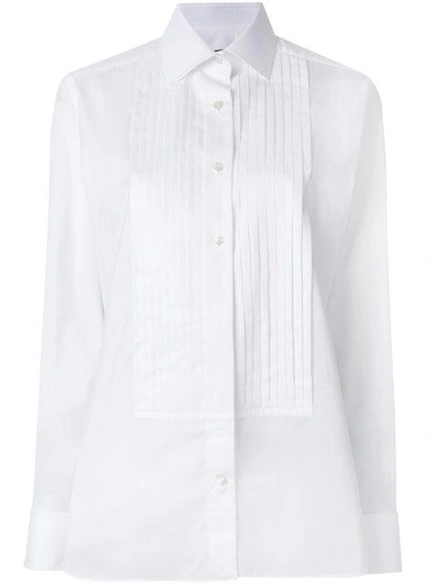 Tom Ford Pleated Placket Shirt In Chalk