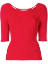 CARVEN CARVEN RIBBED KNITTED BLOUSE - RED,8416PU41212622694