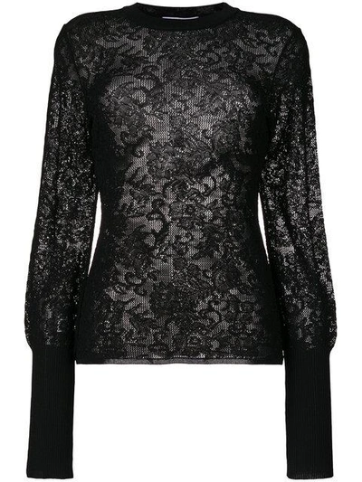 Givenchy Sheer Embroidered Knitted Top - Black