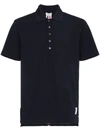 Thom Browne Logo-patch Short-sleeve Polo Shirt In Blue