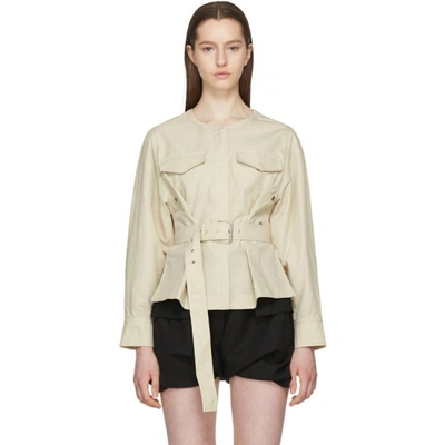Isabel Marant Hacene Cotton & Linen Crop Jacket In 90be Beige