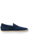 Tod's Suede Espadrille Slip-on Sneaker, Navy In Blue