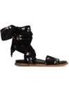MARQUES' ALMEIDA floral embroidered flat wrap sandals,RST18AC0015SHM12481425