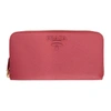 PRADA Pink Saffiano Zip Around Wallet,1ML506 2EBW