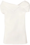 ROLAND MOURET RAYWELL ASYMMETRIC WOOL-CREPE TOP