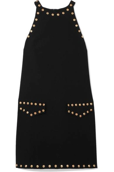 Moschino Studded Halterneck Shift Dress In Black