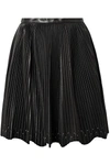 ELIE SAAB STUDDED PLISSÉ-LEATHER MINI SKIRT