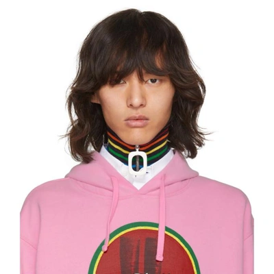 Jw Anderson Black Rainbow Stripe Neckband In Multicolor