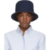 THOM BROWNE THOM BROWNE NAVY LINED BUCKET HAT,MHC299A-02936