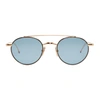 THOM BROWNE THOM BROWNE GOLD AND BLUE TB-101 ROUND SUNGLASSES,TB-101-D-T-BLK-GLD-49