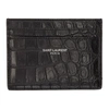 Saint Laurent Crocodile-effect Leather Cardholder In 1000 Black