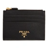 Prada Saffiano Zip Cardholder In Black