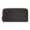 Prada Monochrome Saffiano Leather Zip Around Wallet In Black