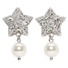 MIU MIU Silver Pearl & Crystal Star Earrings,5JO167 2EJD
