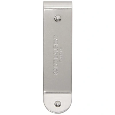 Saint Laurent Silver-tone Logo Money Clip In Metallic