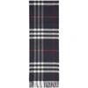 BURBERRY Navy Cashmere Giant Check Scarf,3993734
