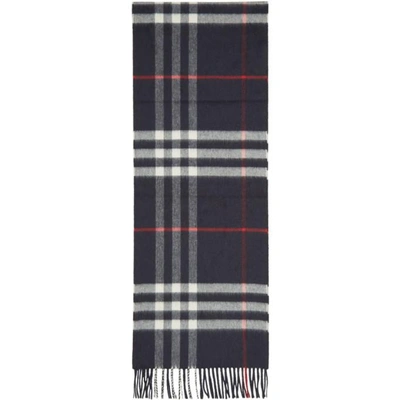 Burberry Navy Cashmere Giant Check Scarf