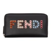 FENDI Black Long 2Jours Logo Zip Around Wallet,8M0299 A13J