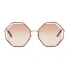CHLOÉ Gold & Pink Hexagon Sunglasses,CE132S 34832