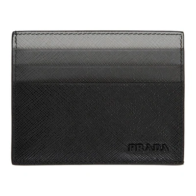 Prada Saffiano Leather Credit Card Holder In Black