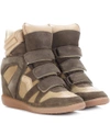 ISABEL MARANT BEKETT LEATHER AND SUEDE SNEAKERS,P00283452-2