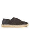 JIMMY CHOO LUKE Black Crocodile Printed Nubuck Lace Up Espradrilles,LUKECRK S