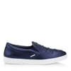 JIMMY CHOO GROVE Navy Metallic Nappa Leather Slip On Trainers with Embossed Stars,GROVEEBN S