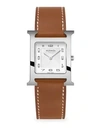 HERMÈS WATCHES WOMEN'S HEURE H 30MM STAINLESS STEEL & LEATHER STRAP WATCH,408150428482