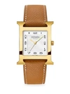 HERMÈS WATCHES WOMEN'S HEURE H 34MM GOLDPLATED STAINLESS STEEL & LEATHER STRAP WATCH,408130030797
