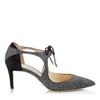 JIMMY CHOO VANESSA 65 Black Canvas Leather and Suede Pointy Toe Pumps,VANESSA65GVL S