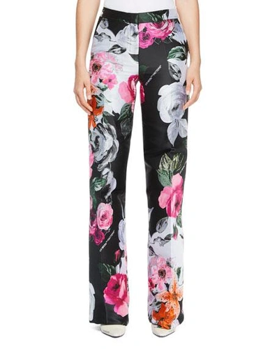 Off-white Wide-leg Floral-jacquard Pants In Multi