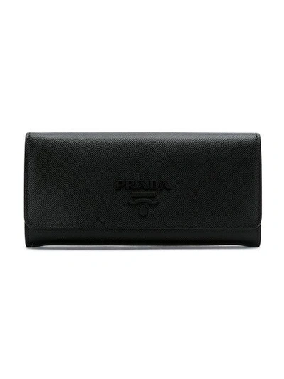 Prada Saffiano Leather Continental Wallet In Nero