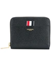 Thom Browne Pebbled Short Zip-around Purse In Black