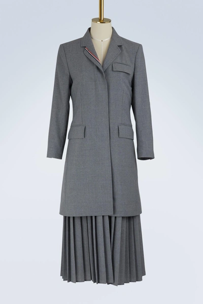 Thom Browne Uniform Wool Coat In Med Grey