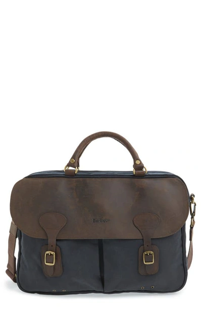 Barbour Waxed Canvas Briefcase - Blue In Navy